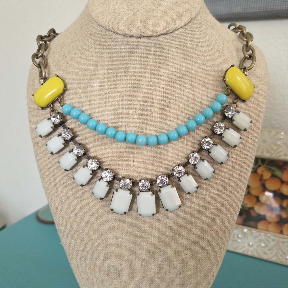 Elegant Yellow and Turquoise Statement Necklace